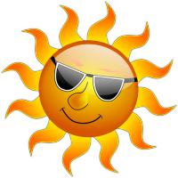 Illustratie van de zon met zonnebril