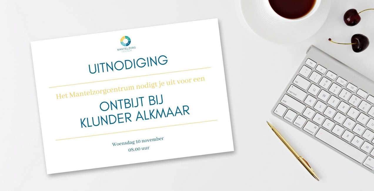 Uitnodigingskaartje ontbijt voor mantelzorgers bij Klunder Alkmaar