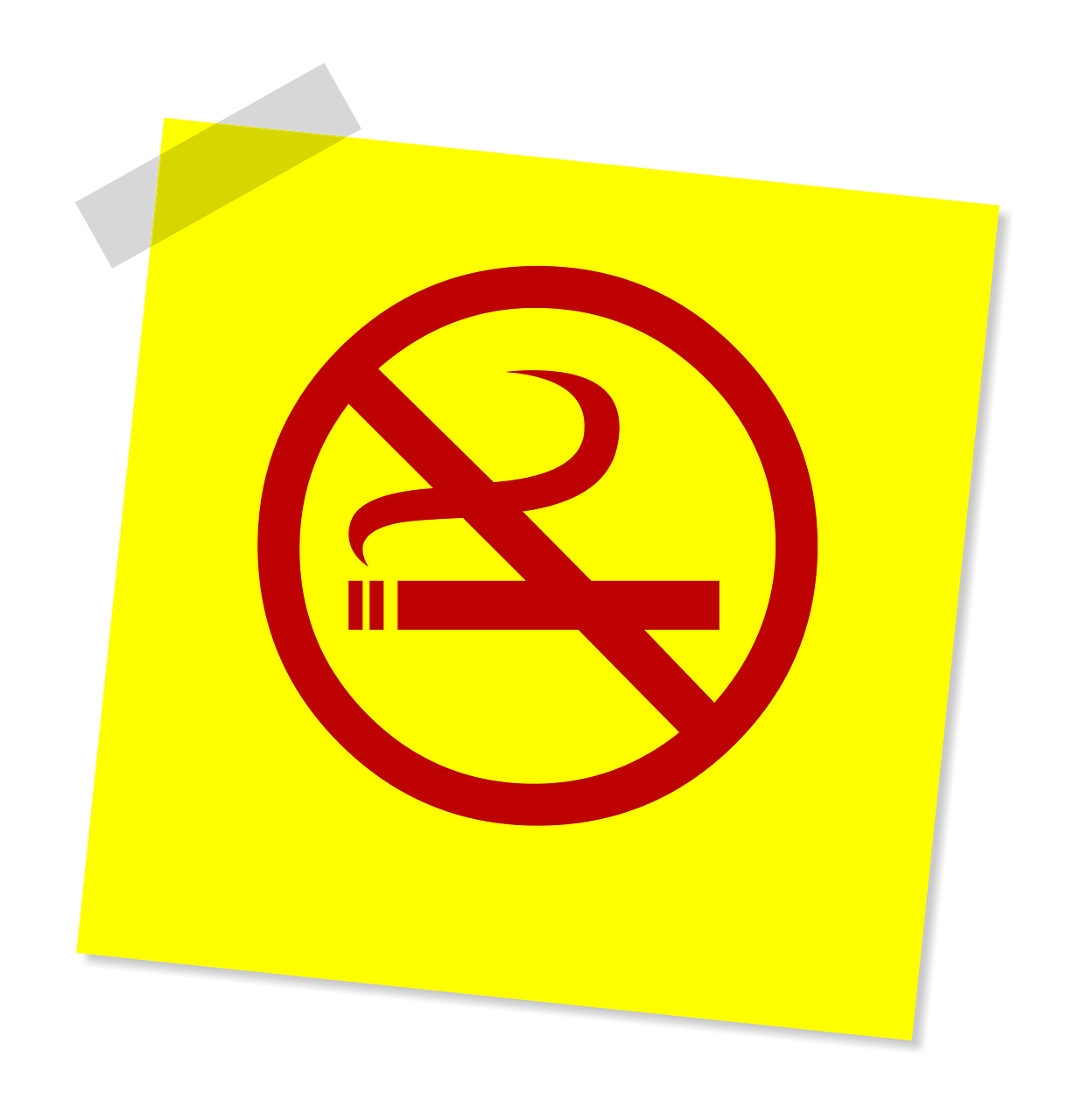 Stop met roken illustratie rood verbodsbord met sigaret erin tegen gele achtergrond