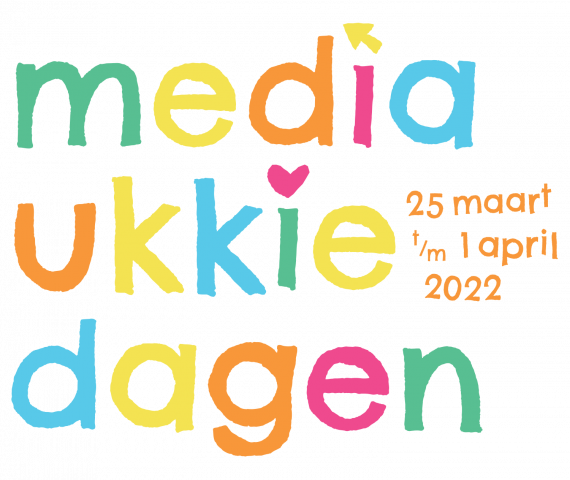 Kleurige letters op witte achtergrond met de tekst Media Ukkiedagen van 25 maart tot en met 1 april 2022