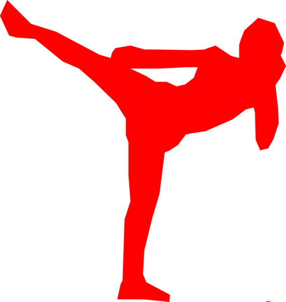 illustratie van kickboksend meisje rood tegen witte achtergrond